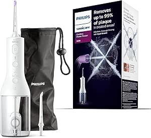 Philips Sonicare Jet dentaire Power Flosser 3000 sans fil, Blanc (modèle HX3826/31)