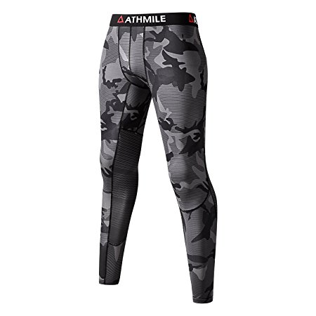 Athmile Men's Sports Compression Cool Dry Pants Workout Tights Running Base layer Leggings&Shirts for Hiking,Marathon,Basketball,Exercise and Fitness
