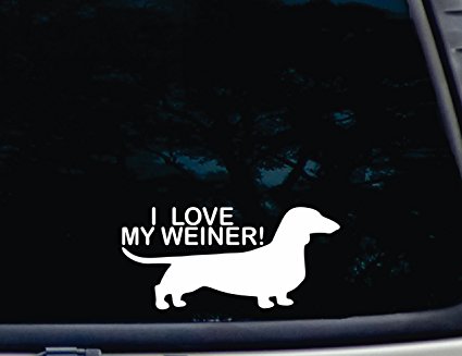 I Love my Weiner! - 8" x 3 3/4" die cut vinyl decal for window, car, truck, tool box, virtually any hard, smooth surface