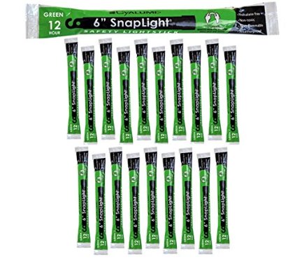 Pack of 20 Green Snap-On Cyalume Light Sticks for Power Outages, lightsticks, glowsticks