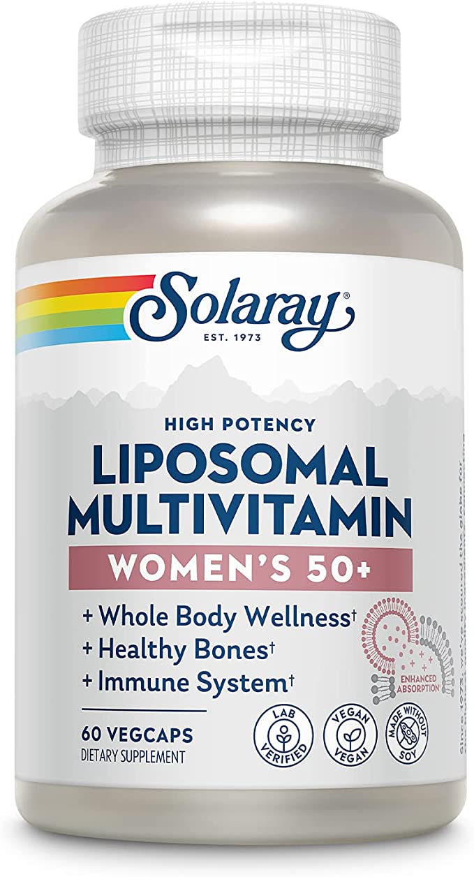 Solaray Liposomal Multivitamin for Women 50 Plus, Enhanced Absorption with Iron, Vitamin D, Vitamin C, B12, Biotin & More, Immune Support & Bone Health, Vegan, 30 Servings, 60 VegCaps