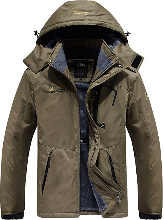 Vcansion Men's Waterproof Mountain Jacket Fleece Outerwear Windproof Ski Jacket Snow Jacket Raincoat