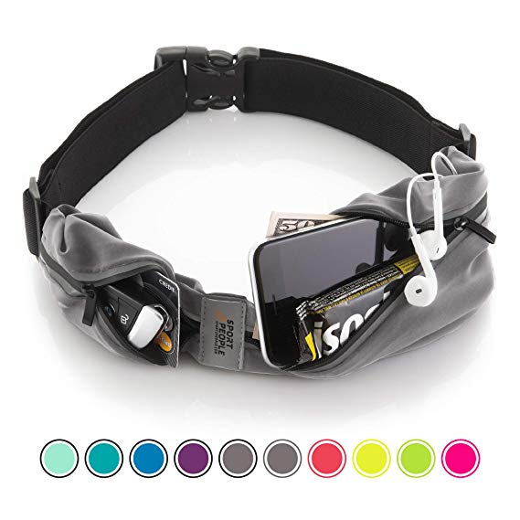 Sport2People Running Belt USA Patented - Fanny Pack for Hands-Free Workout - iPhone X 6 7 8 Plus Buddy Pouch for Runners - Freerunning Reflective Waist Pack Phone Holder - Fitness Gear Accessories