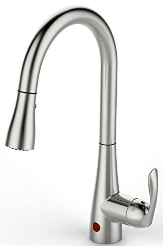 FLOW Faucet by BioBidet, Hands Free Motion Sensing Technology Brushed Nickel Kitchen Faucet, Dual Spray Head Offers 2 Styles of Water, Easy Installation No Hardwiring or Electricity, AA Batteries only by BioBidet