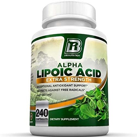 BRI Nutrition Alpha Lipoic Acid 250mg 240 Count Veggie Capsules - Universal Antioxidant High Potency - 240 Servings