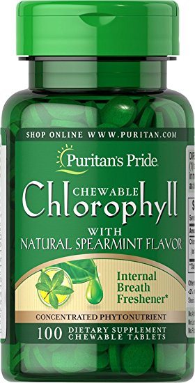 Puritan's Pride Chewable Chlorophyll with Natural Spearmint Flavor-100 Chewables