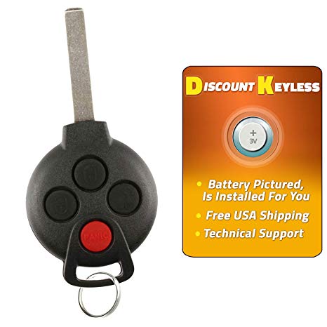 Discount Keyless Keyless Entry Remote Uncut Car Igntion Key Compatible with Smart Fortwo KR55WK45144