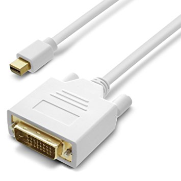 Fosmon Mini DisplayPort Male (Mini DP/mDP/ ThunderBolt / ThunderBolt 2 Port Compatible) to Single Link DVI-D Male Adapter Cable Gold Plated Connectors - 6ft