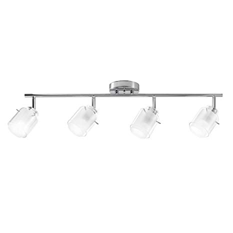 Globe Electric 59267 Sydney 4-Light Track Lighting, Chrome Finish, Clear Glass and White Glass Shade