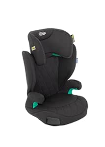 Graco Affix™ i-Size R129, Kindersitz ca. 3,5 bis 12 Jahre (100 bis 150 cm), höhenverstellbare Armlehnen, waschbare Sitzbezüge, Installation mit Fahrzeuggurt, ISOFIX, Kindersitz schwarz, Midnight