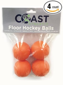Coast Athletic No-Bounce Street Hockey Balls - 4 PACK (Retail Packaged)