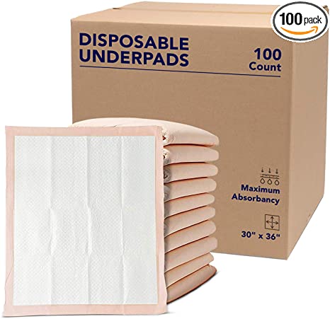 Premium Disposable Chucks Underpads 100 Count, 30" x 36" - Highly Absorbent Bed Pads for Incontinence and Senior Care - Peach Color - Leak Proof Protection - Bulk Case Pack