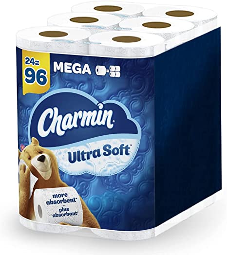 Charmin Ultra Soft Toilet Paper 24 Mega Rolls, 244 Sheets Per Roll