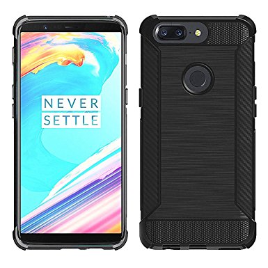 OnePlus 5T Case, Suensan TPU Shock Absorption Technology Raised Bezels Protective Case Cover for One Plus 5T phone (TPU Black)