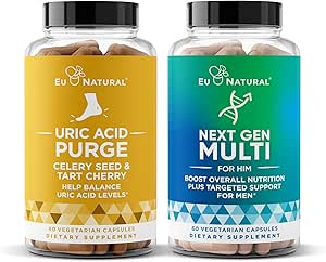 Uric Acid Purge and Next Gen Multi for Him Bundle - Detox and Cleanse for Joint Support & Active Mobility Plus 26-in-1 Advanced Men’s Multivitamin