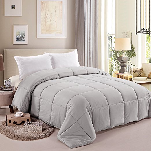 NTBAY Down Alternative Comforter All Season Duvet Insert, Fluffy, Warm and Soft, Twin, Grey