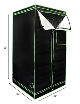 MILLIARD 36" x 36" x 73" 100% Reflective Mylar Hydroponic Grow Tent with Window, Great for Indoor Planting and Early Seedling Starters