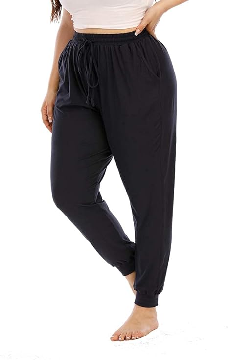 Gboomo Womens Plus Size Lounge Pants Casual Stretchy Jogger Ankle Length Loose Yoga Sweatpants with Pockets