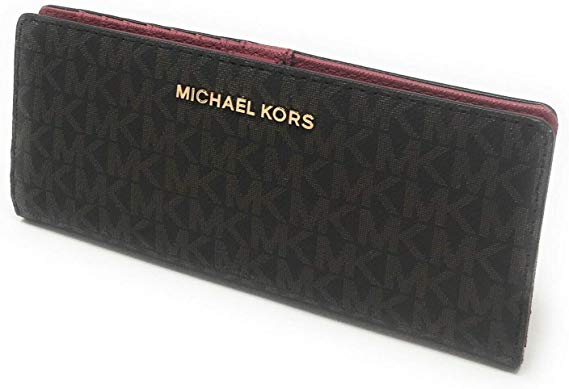 Michael Kors Jet Set Travel Flat Slim Bifold Saffiano Leather Wallet (Scarlet)