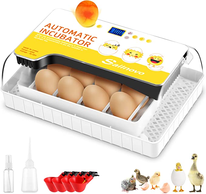 Sailnovo Incubator Fully Automatic Chicken Eggs Incubator 9-35 Eggs Incubator with Efficient LED Lighting Hatcher Machine for Chicken Geese Ducks Pigeons Quails Birds