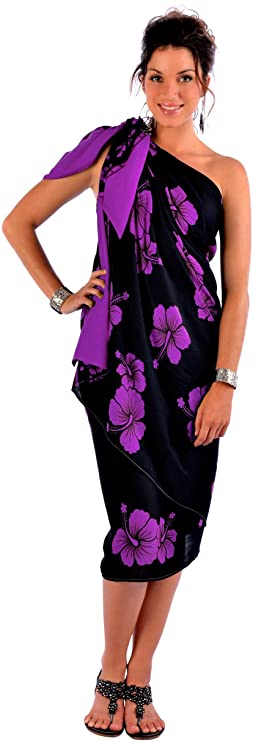 1 World Sarongs Womens Plus Size Fringeless (TM) Floral/Flower Sarong