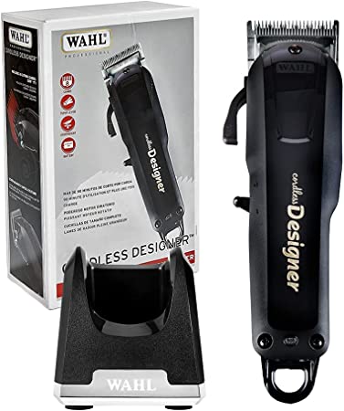 Wahl Professional - Cordless Designer Clipper #8591-90 Minute Run Time - Includes Weighted Cordless Clipper Charging Stand #3801 - for Professional Barbers and Stylists