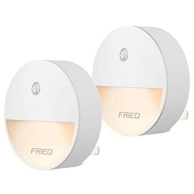 FRiEQ LED Plug in Night Light with Dusk to Dawn Sensor, Perfect for Bedroom, Bathroom, Kitchen, Stairs, or Any Dark Room (2 Pack)