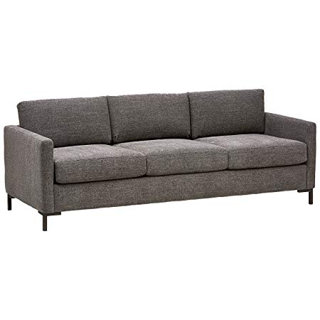 Rivet Edgewest Low Back Modern Sofa, 87"W, Slate Brown