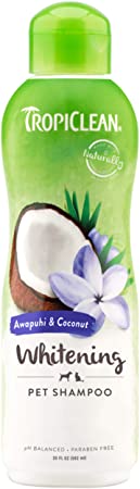 TropiClean Awapuhi and Coconut Pet Shampoo, Whitening Shampoo for Whiter and Brighter Coats, Color Enhancing, 20 oz.