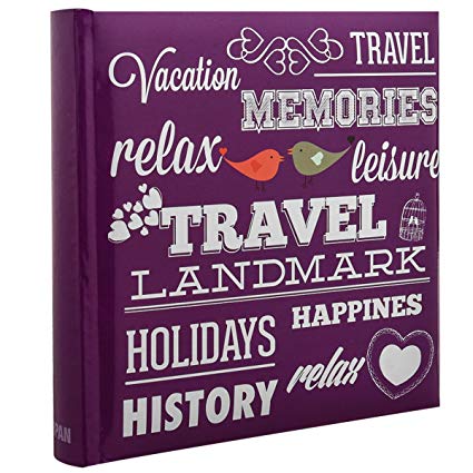 ARPAN 6" x 4" 200 Photos Large Slip in Photo Album Special Purple Memo Book - With Index Page/DVD Pockets