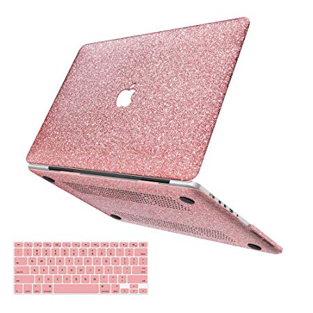 MacBook Pro 13 Case,Anban Glitter Bling Smooth Case with Keyboard Cover Compatible for MacBook Pro 13 Inch with Retina Display(Old Gen. 2012-2015),NO CD ROM, NO Touch Bar(Model A1502/A1425),Rose Gold