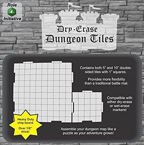 Dry Erase 5 inch and 10 inch Dungeon Tiles - Combo pack of 21