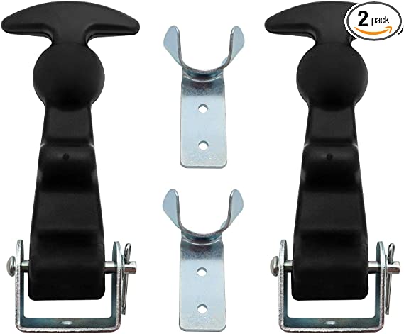 QWORK 2Packs 4.7 inch T-Handle Draw Latches with Brackets, Rubber Flexible Hood Catch t-Handle Hasp, for Tool Box, Hood, Vehicle Engine