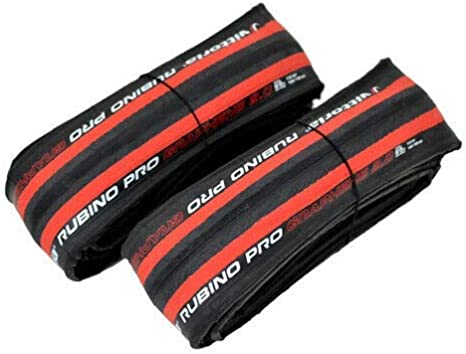 Vittoria Rubino Pro IV G2.0 Graphene Clincher Tire 700x25C, Red/Black,2 Tire, VT1854