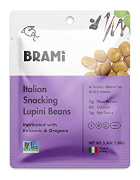 BRAMI Lupini Beans Snack, Balsamic & Oregano | 7g Plant Protein, 1g Net Carbs | Vegan, Vegetarian, Keto, Mediterranean Diet | 5.3 oz (8 Pack)