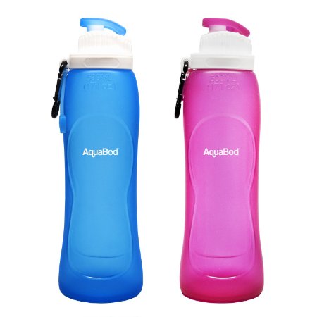 Aquabod® Collapsible Water Bottle, BPA Free, FDA Approved, Leak Proof Silicone Foldable Sports Bottle, 17oz., Perfect Way to Stay Hydrated & Energized