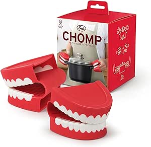 Chomp Pot Holders, Oven Mitts, Set of 2, Chattering Teeth Inspired, Heat Resistant Silicone Oven Grips, Fun, Quirky Kitchen Gadget and Accessory