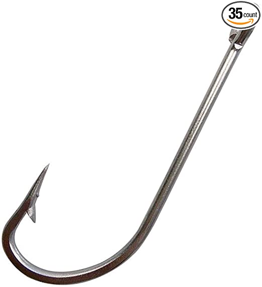 O'shaughnessy Saltwater Fishing Hooks - 35pcs 34007 Long Shank Forged Hook Stainless Steel Hooks Extra Strong for Saltwater Freshwater Fishing Size 1/0-10/0