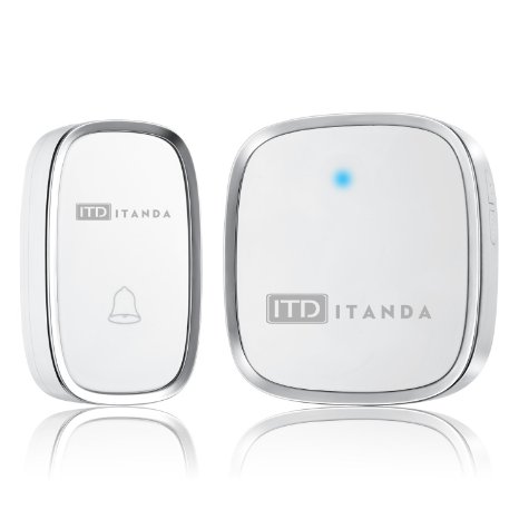 ITANDA Wireless Doorbell System Kit with long 1000 Ft Range 36 Adjustable Music Chimes with 1 Push Button and 1 plug in Receiver ( LED Indicator ) (1 Push Button&1 Receiver)