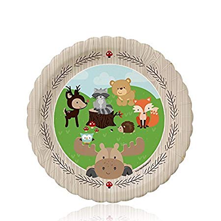 Big Dot of Happiness Woodland Creatures - Baby Shower or Birthday Dessert Plates (8 Count)