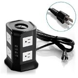 Safemore Smart 8-Outlet with 4-USB Output Surge Protection Power Strip Black and White