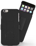 iPhone 6 Plus6s Plus Belt Clip Case  Stalion Secure Holster Shell and Kickstand Combo Jet BlackLifetime Warranty for iPhone 6 PLUS6s Plus 55 Inch with 180 Degree Rotating Locking Belt Swivel  Shockproof Protection