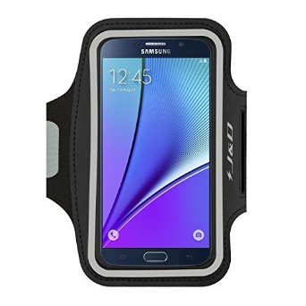 Galaxy Note 5  S6 Edge Plus Armband JampD Sports Armband for Samsung Galaxy Note 5  S6 Edge Plus Key holder Great Earphone Connection while Workout Running Black
