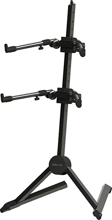 Quick Lok SL-930 Fully Adjustable Double-Tier Slant Keyboard Stand with Nylon Bag, Black