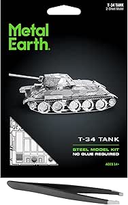 Metal Earth T-34 Tank 3D Metal Model Kit Bundle with Tweezers Fascinations