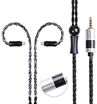 16 Cores Silver Plated Earphone Replacement Cable Metal Plug with Carbon Fiber Upgrade Cable for Ear-Hook Type Replacement Cable (2PIN, Black-2.5mm)