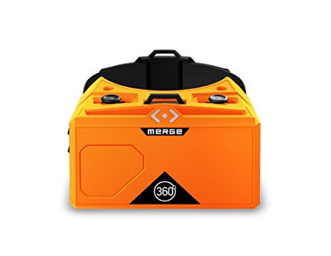 Merge VR/AR Goggles - Virtual and Augmented Reality Headset for iPhone and Android - Adjustable Lenses, Dual Input Buttons, Soft and Comfortable, Easy to Clean and Share, For Kids 10  (Solar Orange)