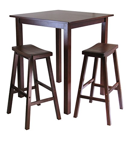 Winsome's Parkland 3-Piece Square High/Pub Table Set in Antique Walnut Finish