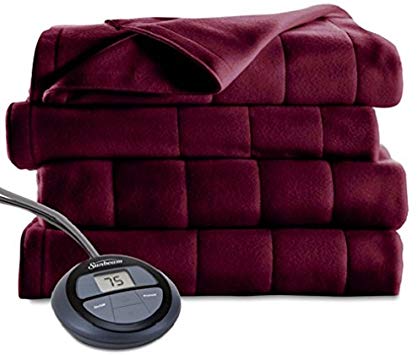 Sunbeam Microplush Heated Blanket with ComfortTech Controller, Full, Garnet