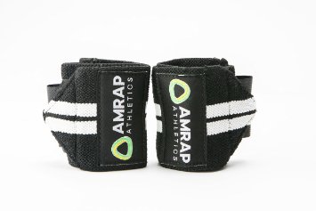 Wrist Wraps by AMRAP Athletics - Pair of 12" Long 3" Wide Soft Cotton Weightlifting Wraps with Heavy Duty Velcro and Thumb Loop - Backed by IRONCLAD Satisfaction Guarantee - Lift More NOW!